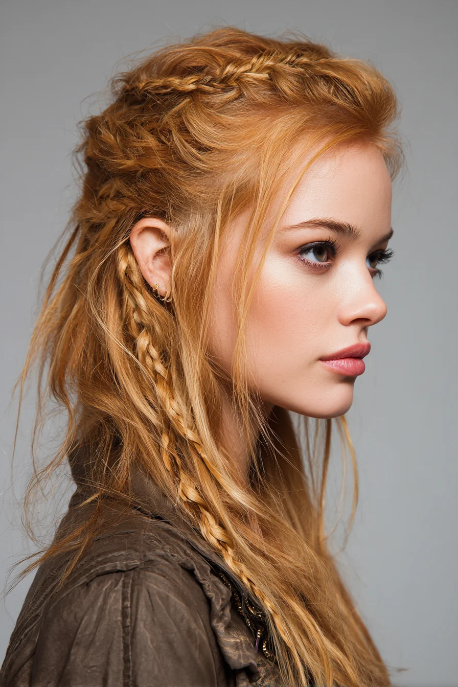 Textured Half-Up Braided Crown with Loose Side Micro Braids