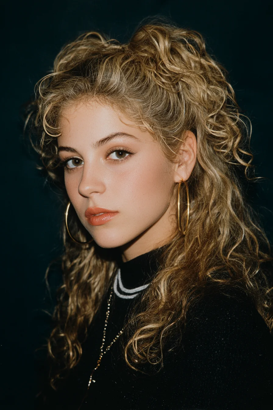 Textured Half‑Up Curly Ponytail with Face‑Framing Curls