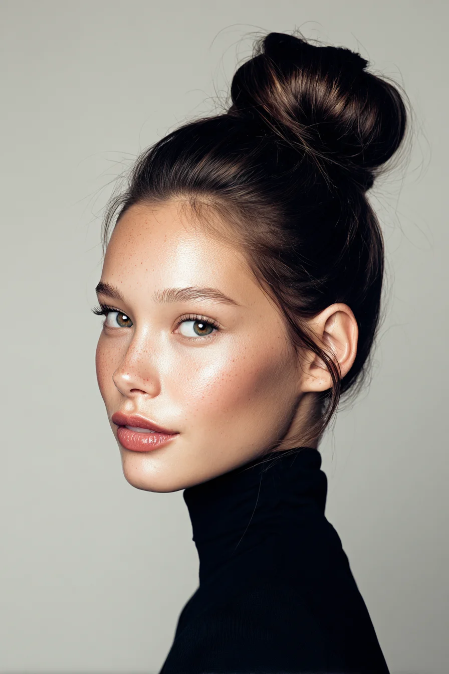 Textured High Top Knot Bun — Sleek Messy Bun for Medium to Thick Hair