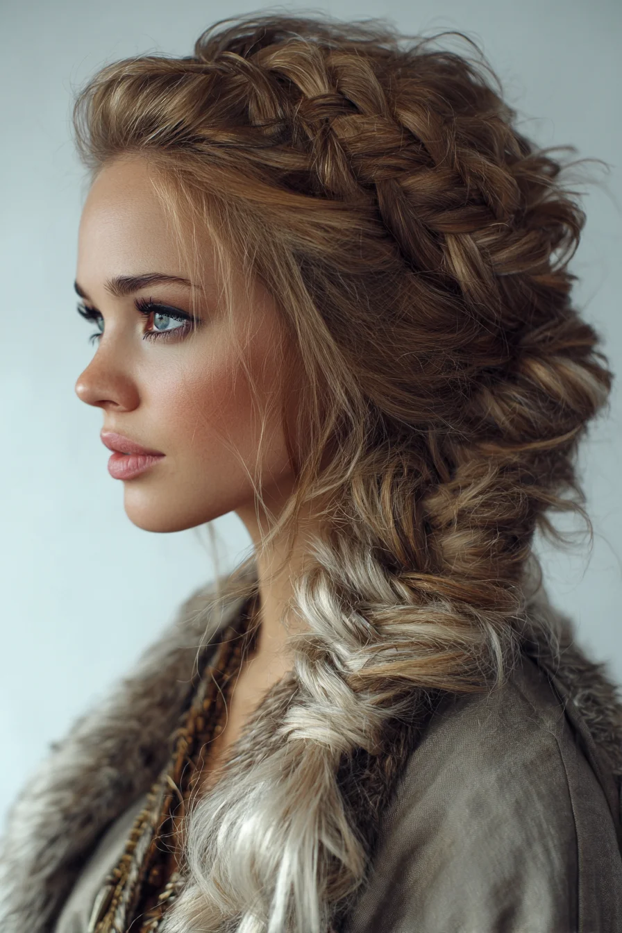 Textured Loose Side Fishtail Braid with Braided Crown — Long Hair