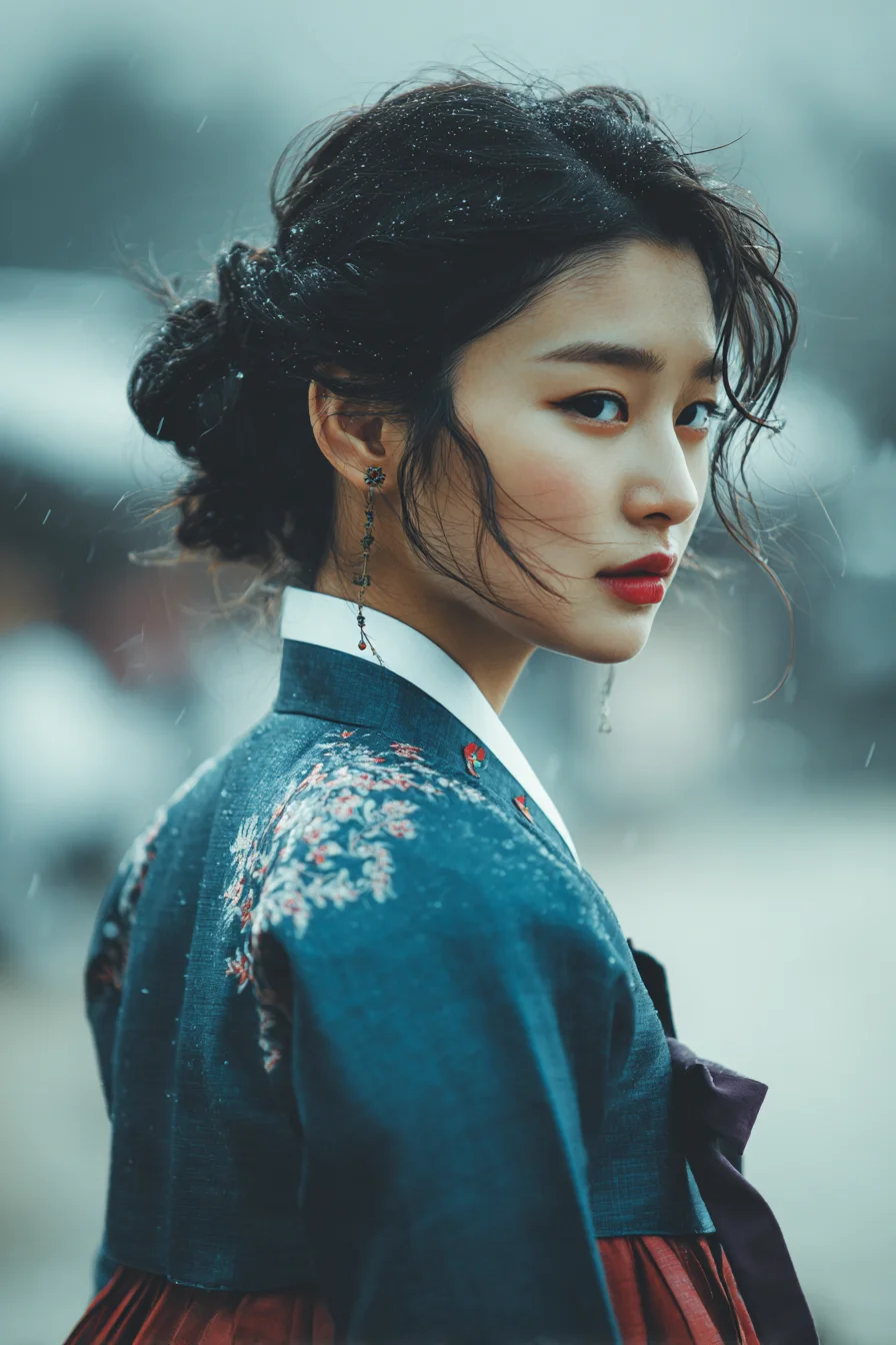 Textured Low Messy Bun with Face‑Framing Tendrils