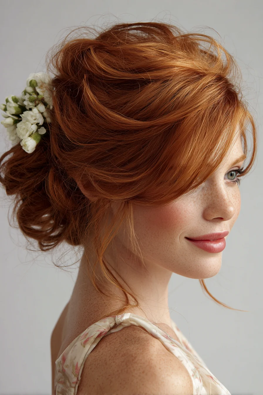 Textured Low Updo with Soft Face-Framing Pieces