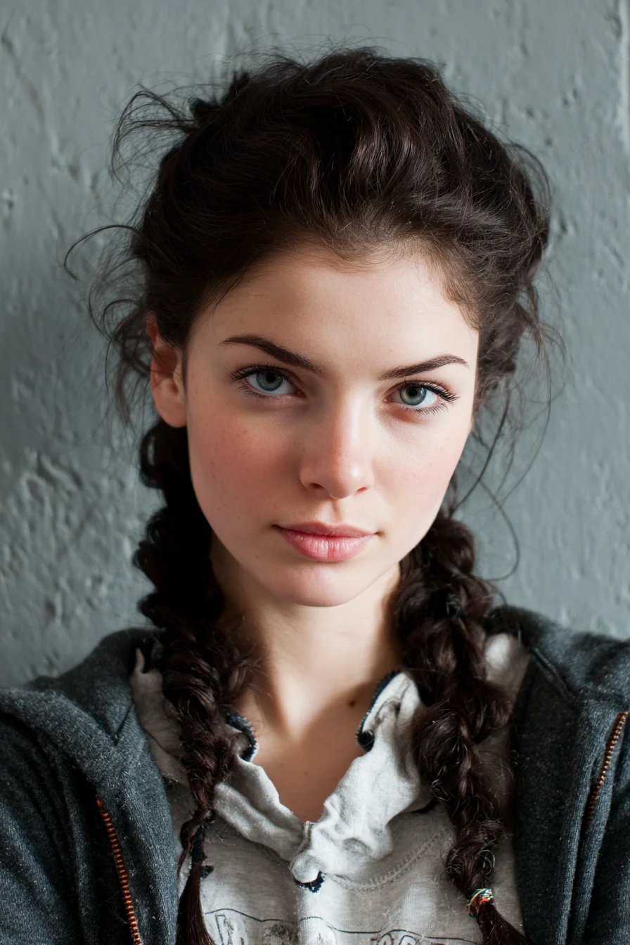 Textured Messy Double Braids (Loose Dutch/French Style)