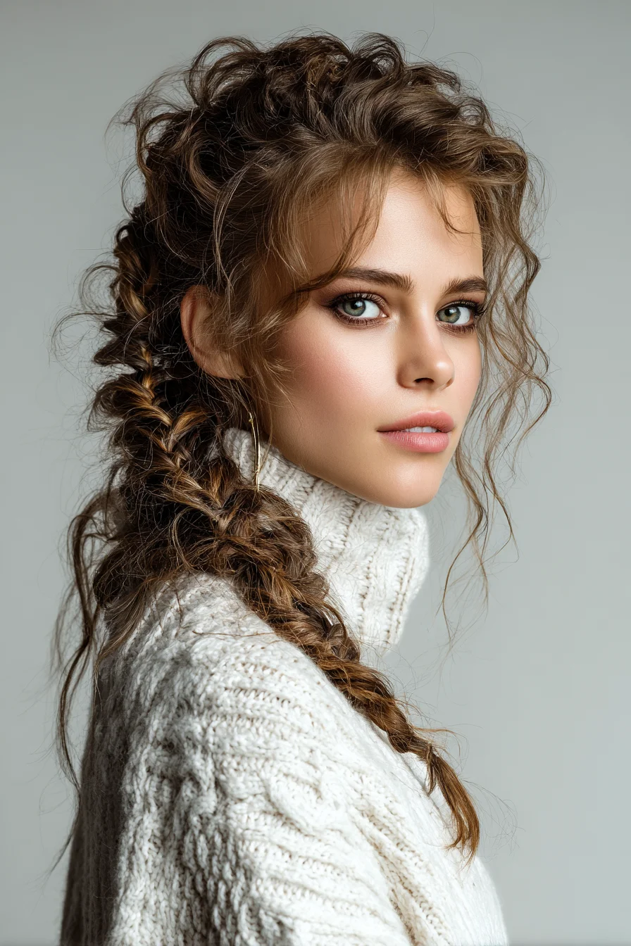Textured Messy Side Braid with Face‑Framing Waves