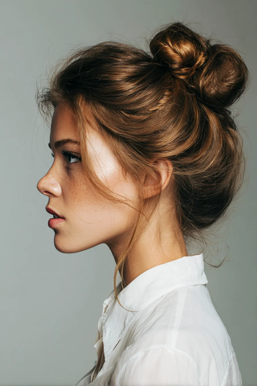 Textured Messy Top-Knot Bun with Face-Framing Pieces