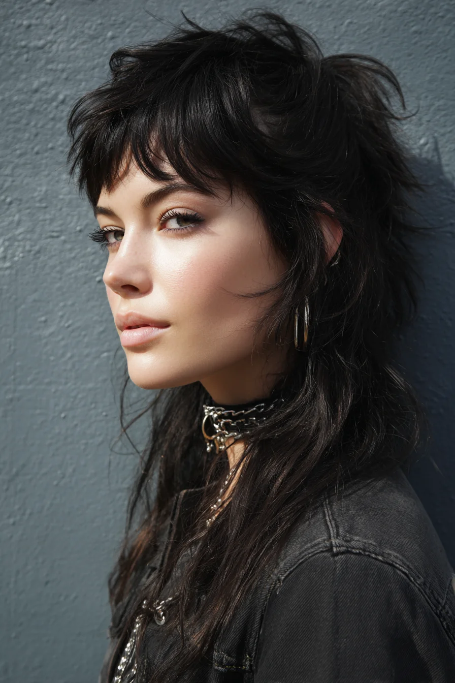 Textured Modern Shag Mullet with Choppy Fringe