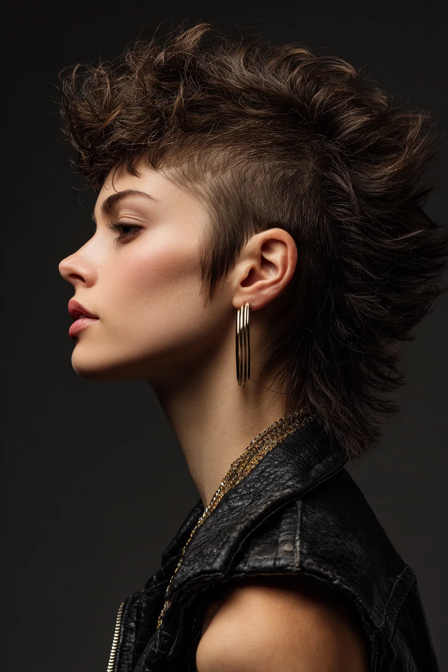 Textured Mohawk with Tapered Undercut for Thick, Wavy Hair