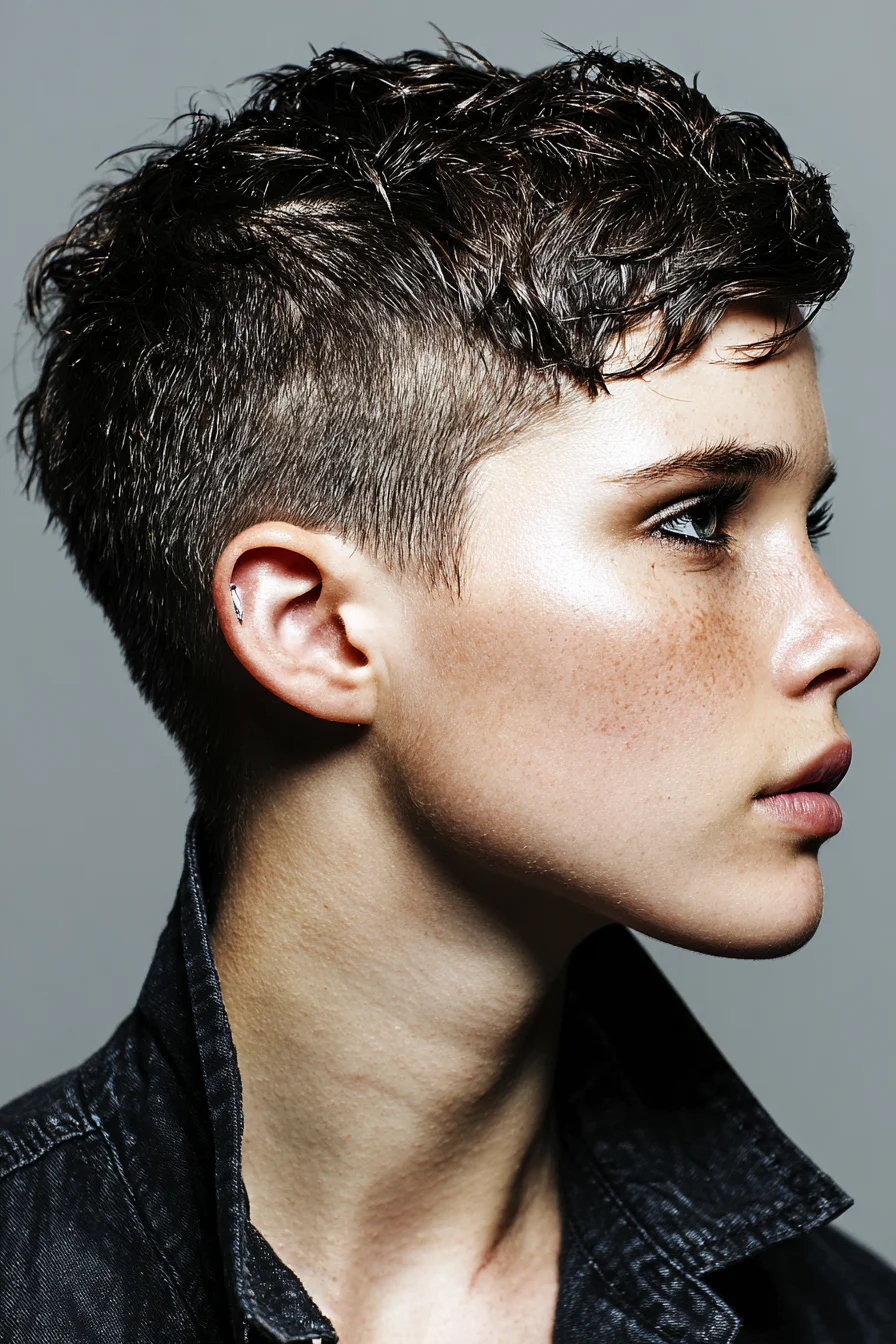 Textured Pixie Crop with Tapered Sides — Short Crop, Piecey Top