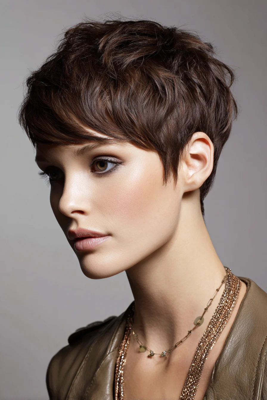 Textured Pixie Cut with Feathered Fringe for Fine to Medium Hair