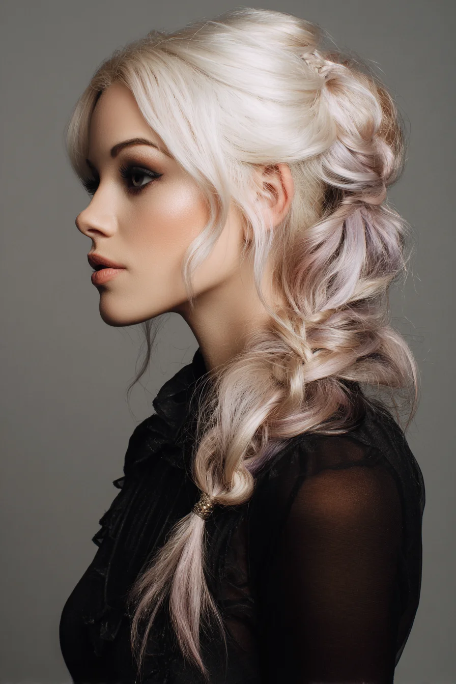 Textured Romantic Side Braid with Volume and Face‑Framing Tendrils