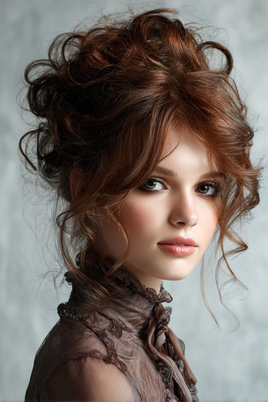 Textured Romantic Updo with Face‑Framing Tendrils