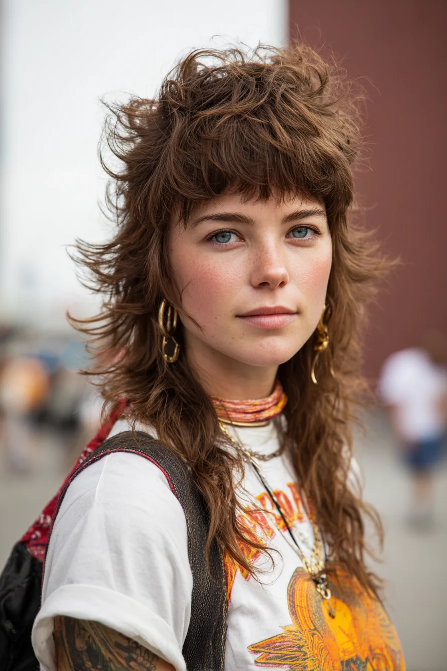 Textured Shag Mullet with Choppy Fringe — Layered Wavy Hair