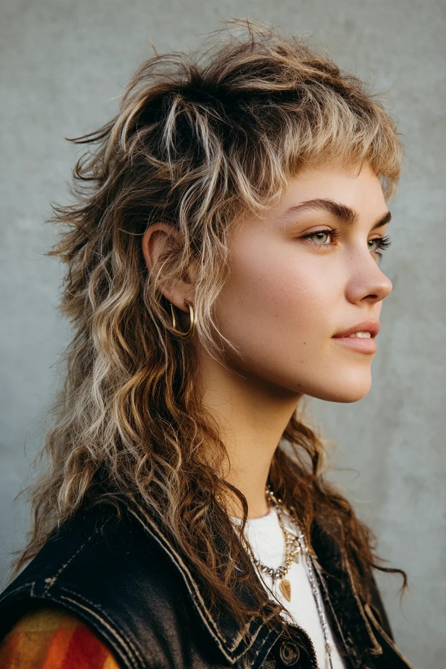 Textured Shag Mullet with Choppy Micro Bangs — Wavy/Curly Texture Friendly