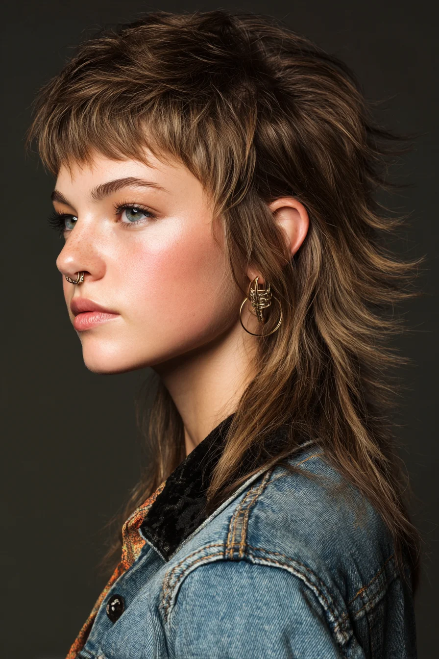Textured Shag Mullet with Cropped Fringe — Choppy Layers & Feathered Ends