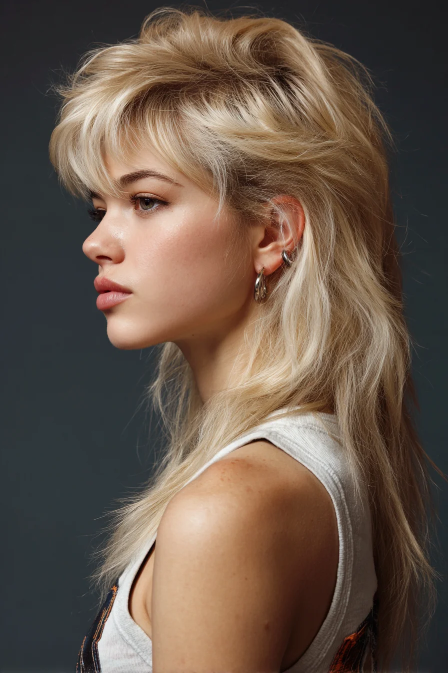 Textured Shag Mullet with Feathered Layers and Soft Fringe