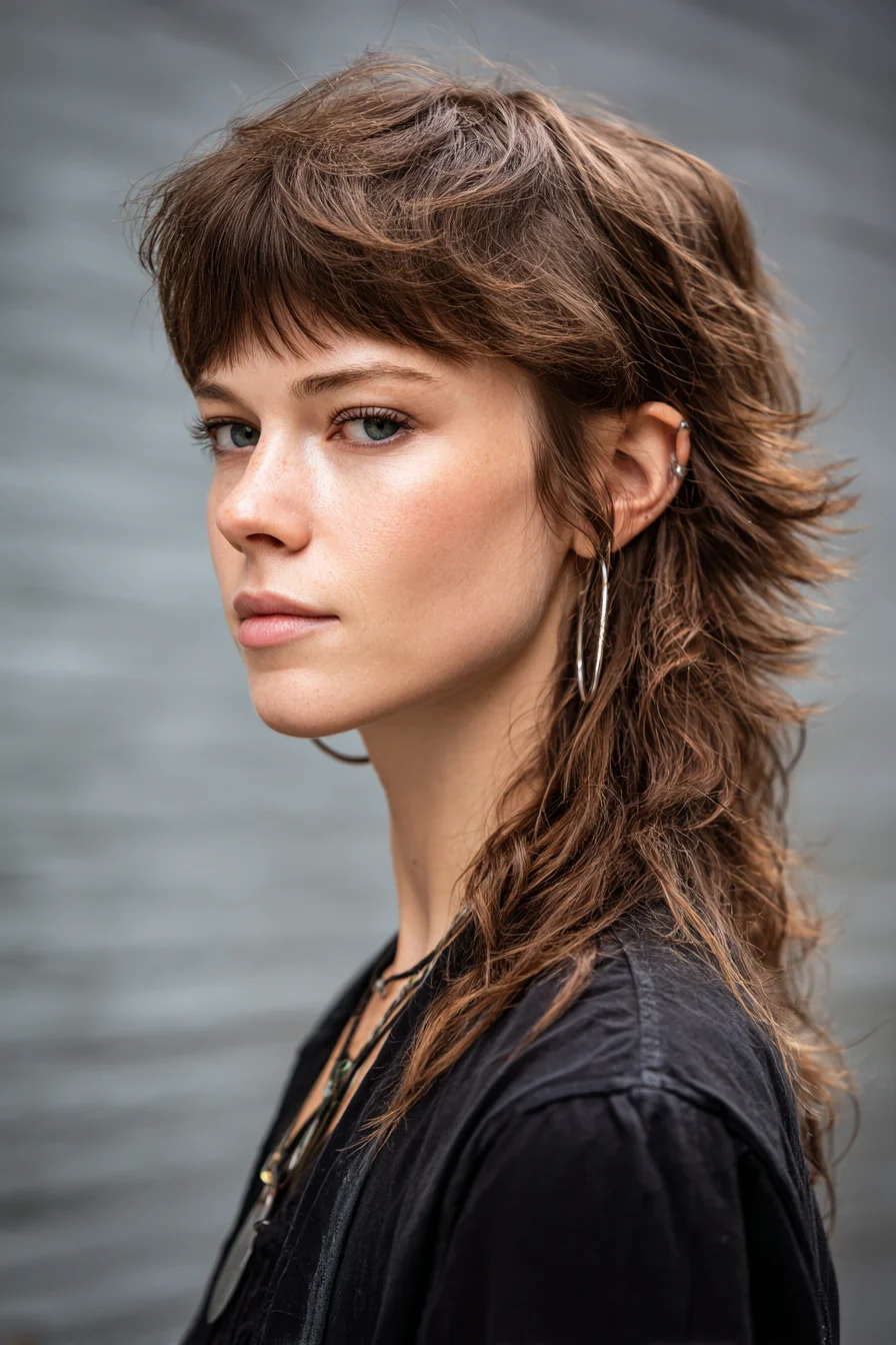 Textured Shag Mullet with Micro Bangs