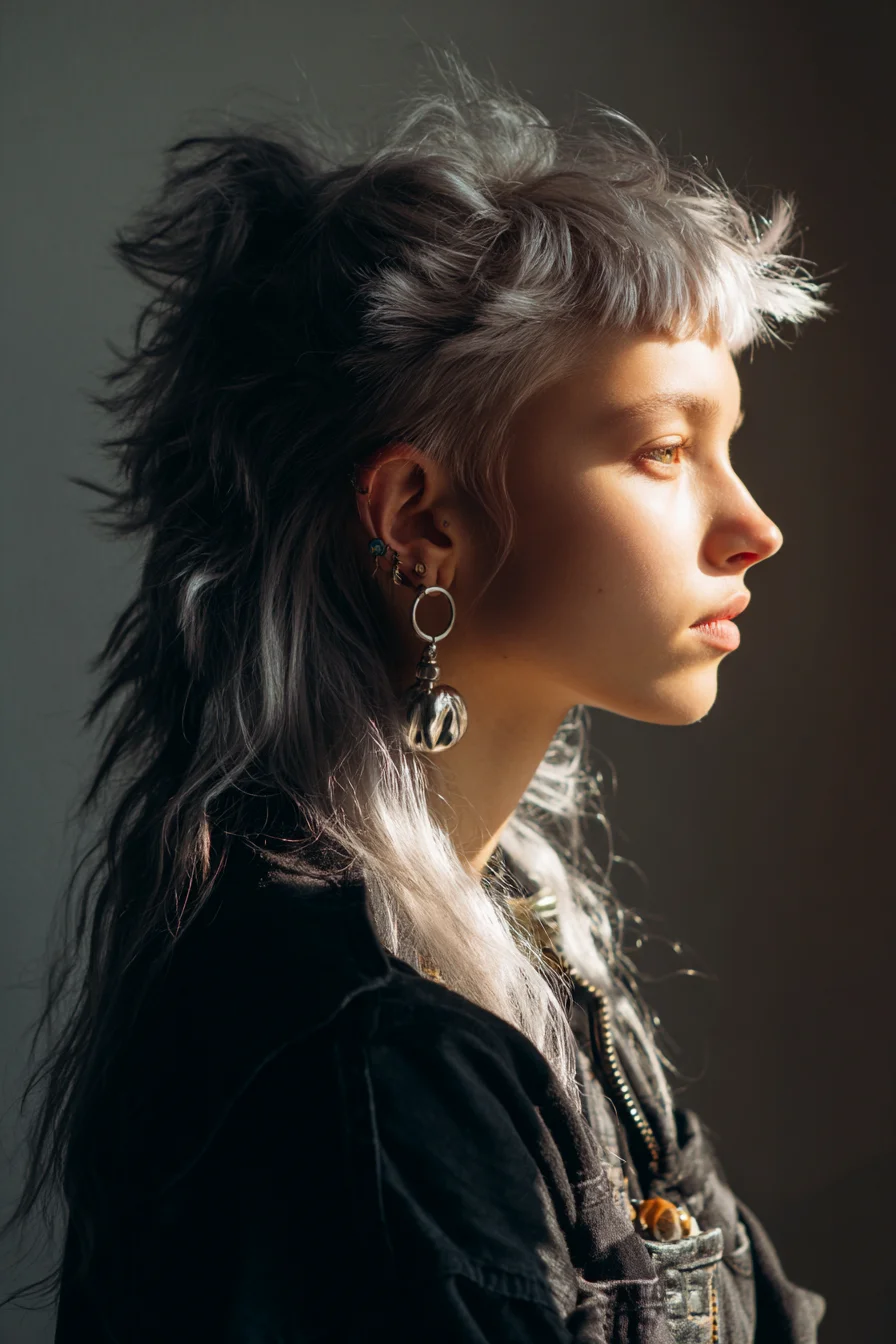 Textured Shag Mullet with Micro Bangs — Layered Choppy Pixie-Mullet