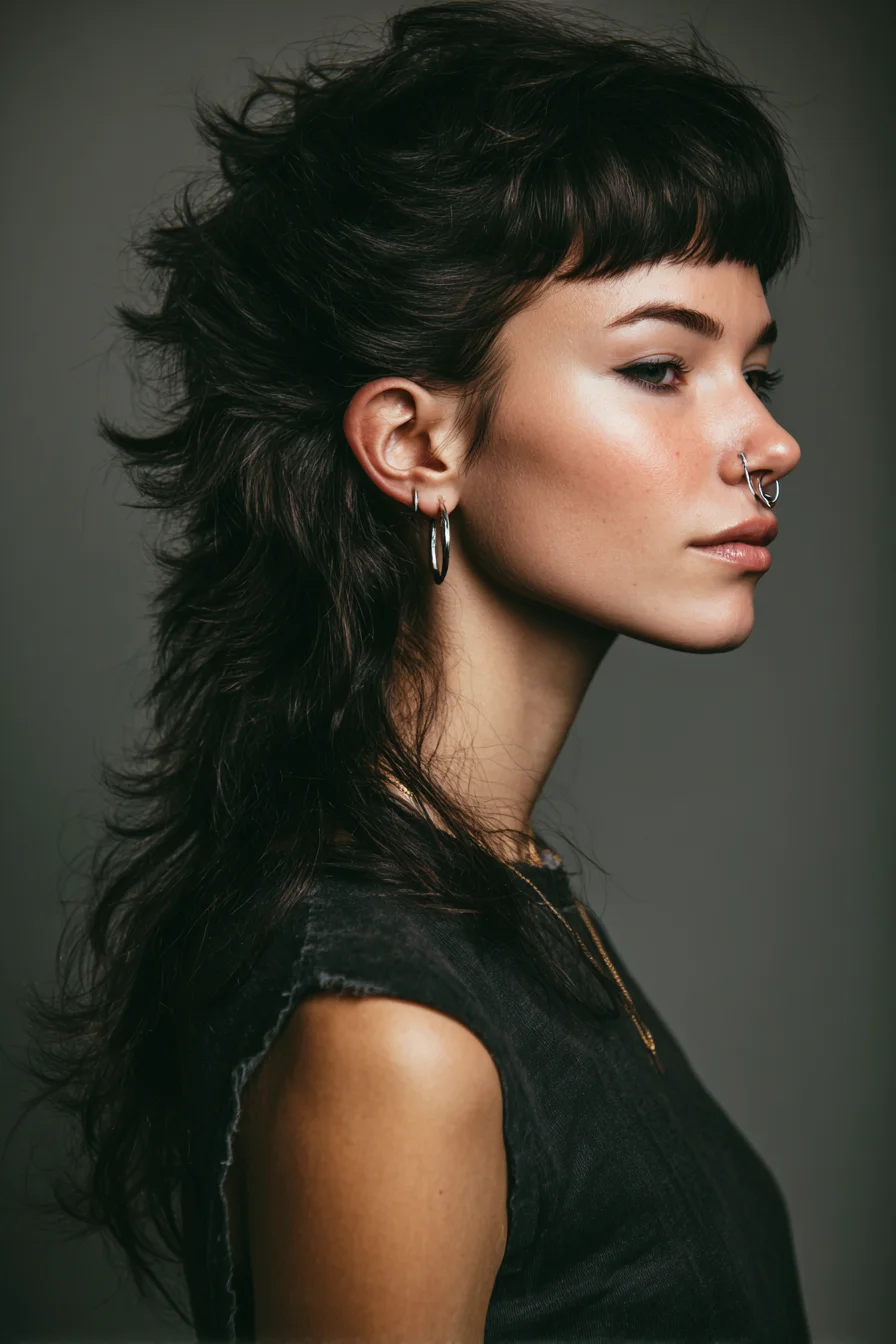 Textured Shag Mullet with Micro Bangs