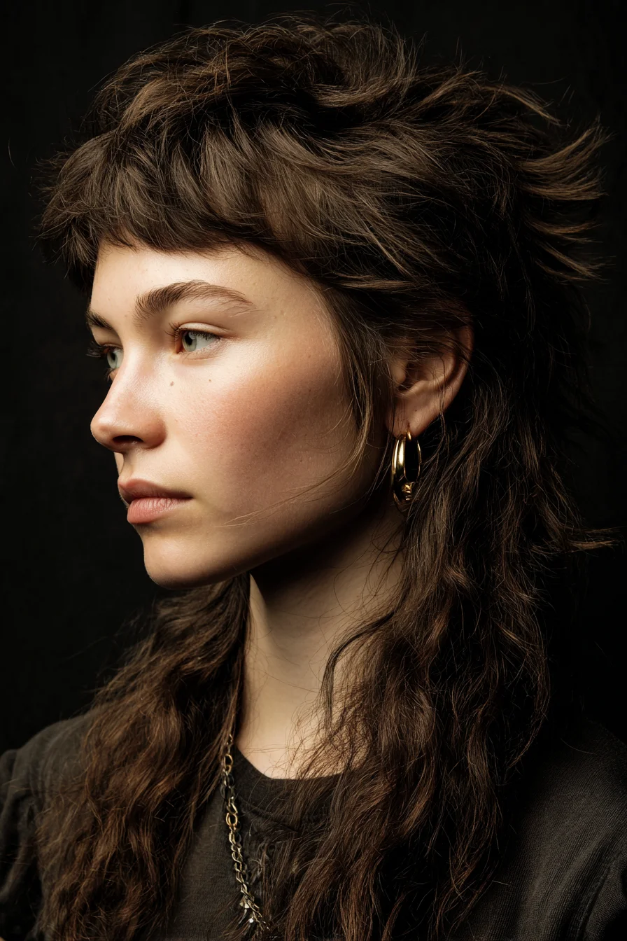 Textured Shag-Mullet with Micro Fringe and Piecey Layers