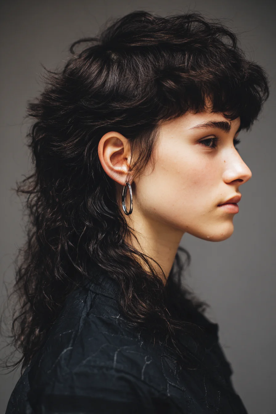 Textured Shag Mullet with Micro Fringe — Wavy & Curly Hair