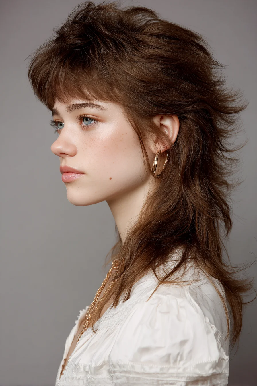 Textured Shag Mullet with Wispy Fringe — Layered Medium-Length Cut