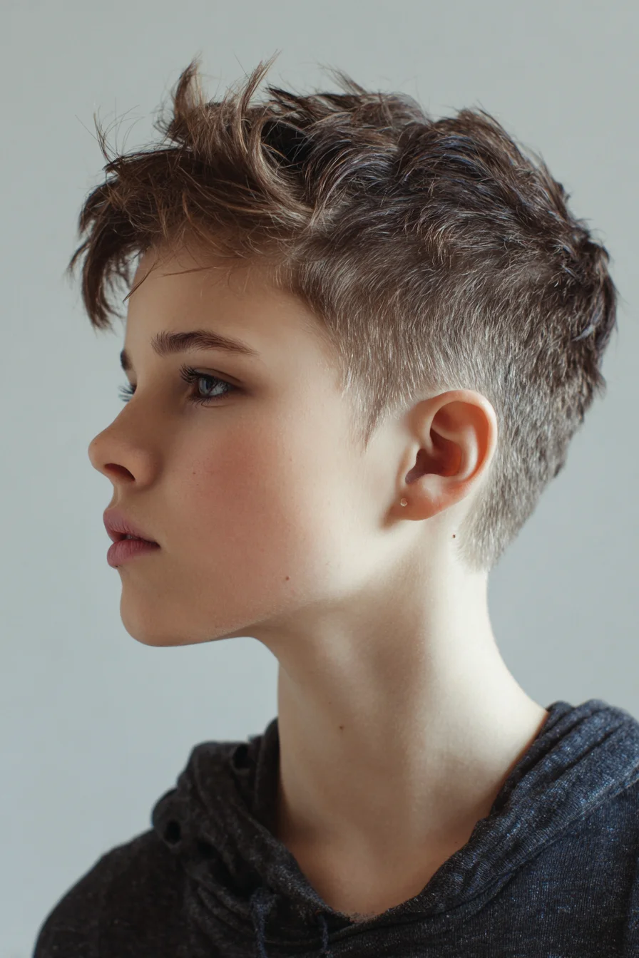 Textured Short Pixie Crop with Tapered Sides