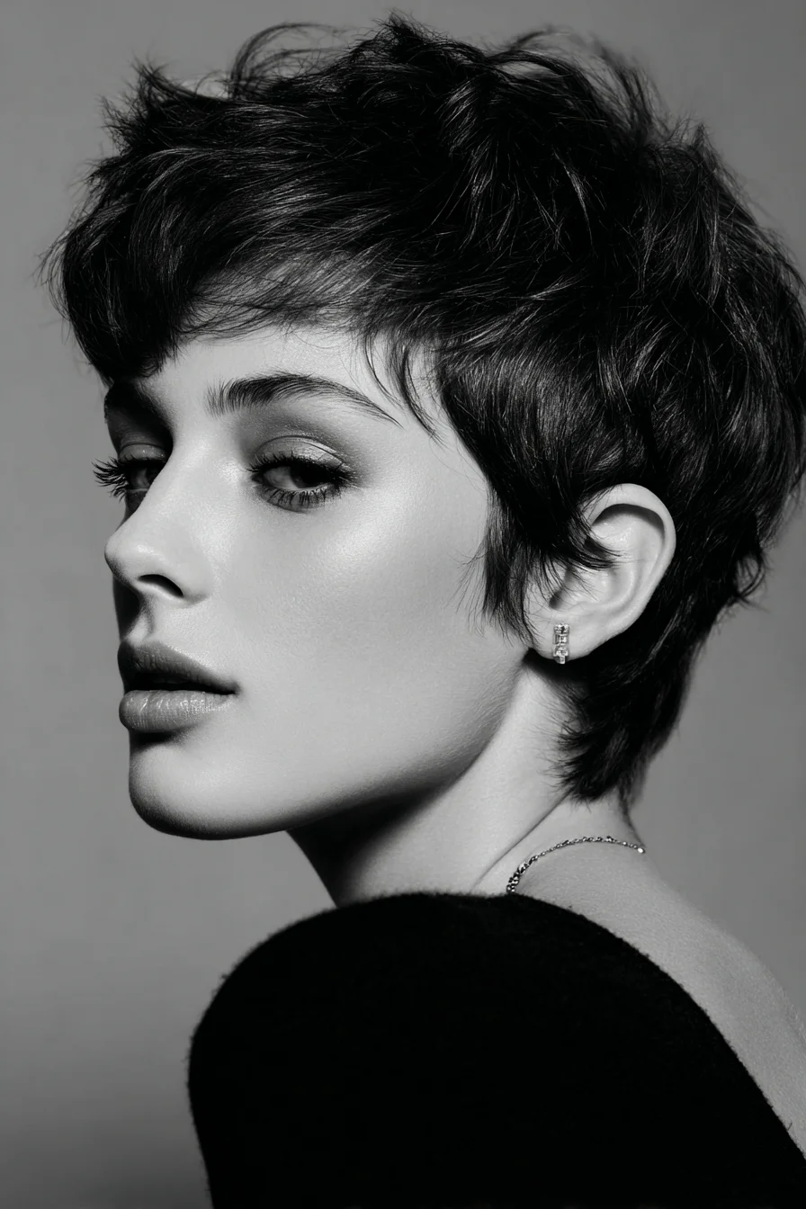 Textured Short Pixie Cut with Soft Fringe and Choppy Layers