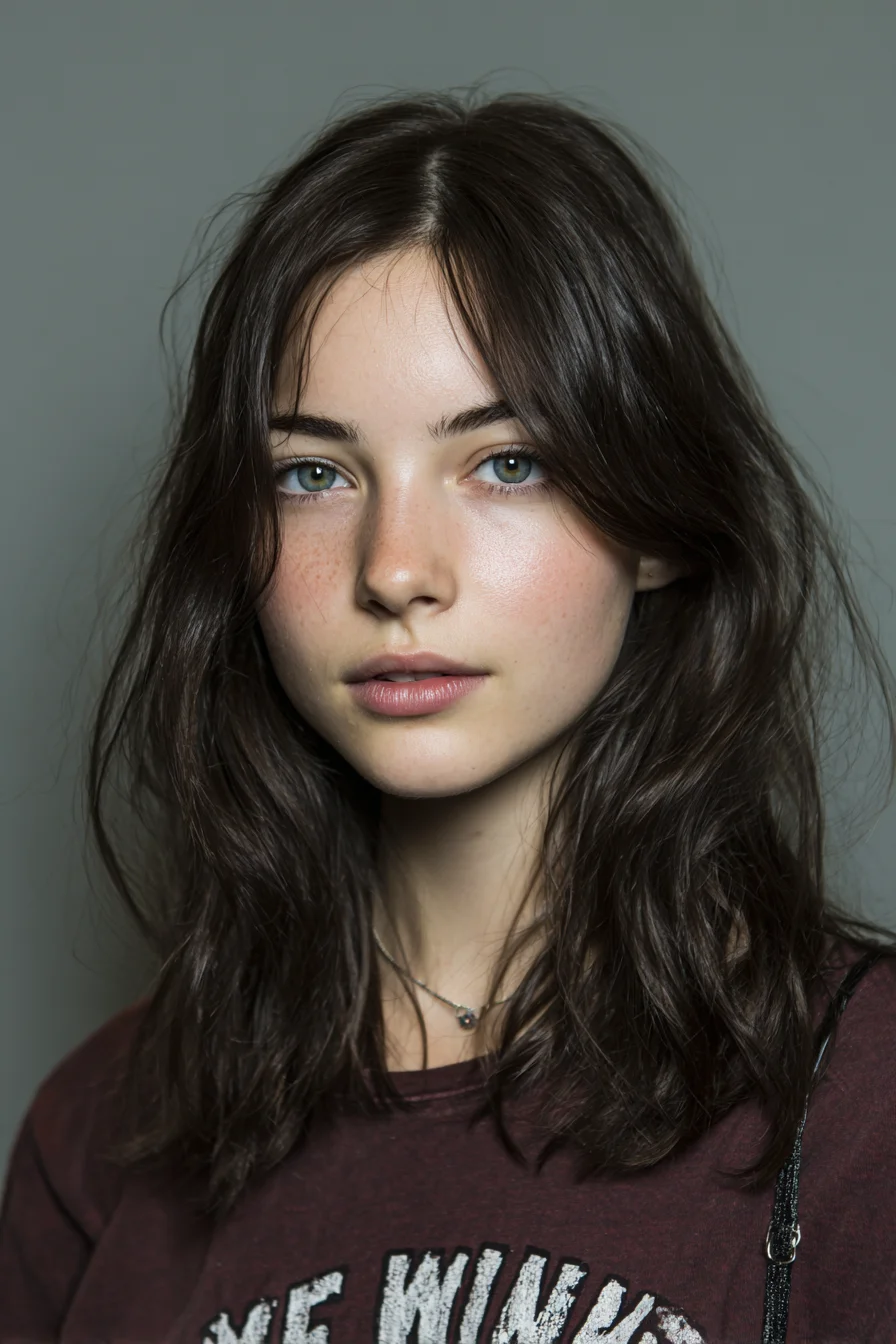 Textured Shoulder-Length Cut with Soft Curtain Bangs