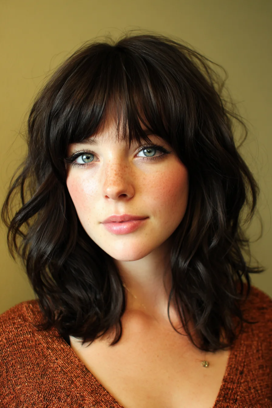 Textured Shoulder-Length Lob with Soft Fringe and Beachy Waves