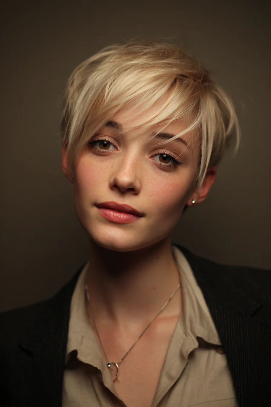 Textured Side-Swept Pixie for Fine to Medium Hair - Choppy Blonde Layers