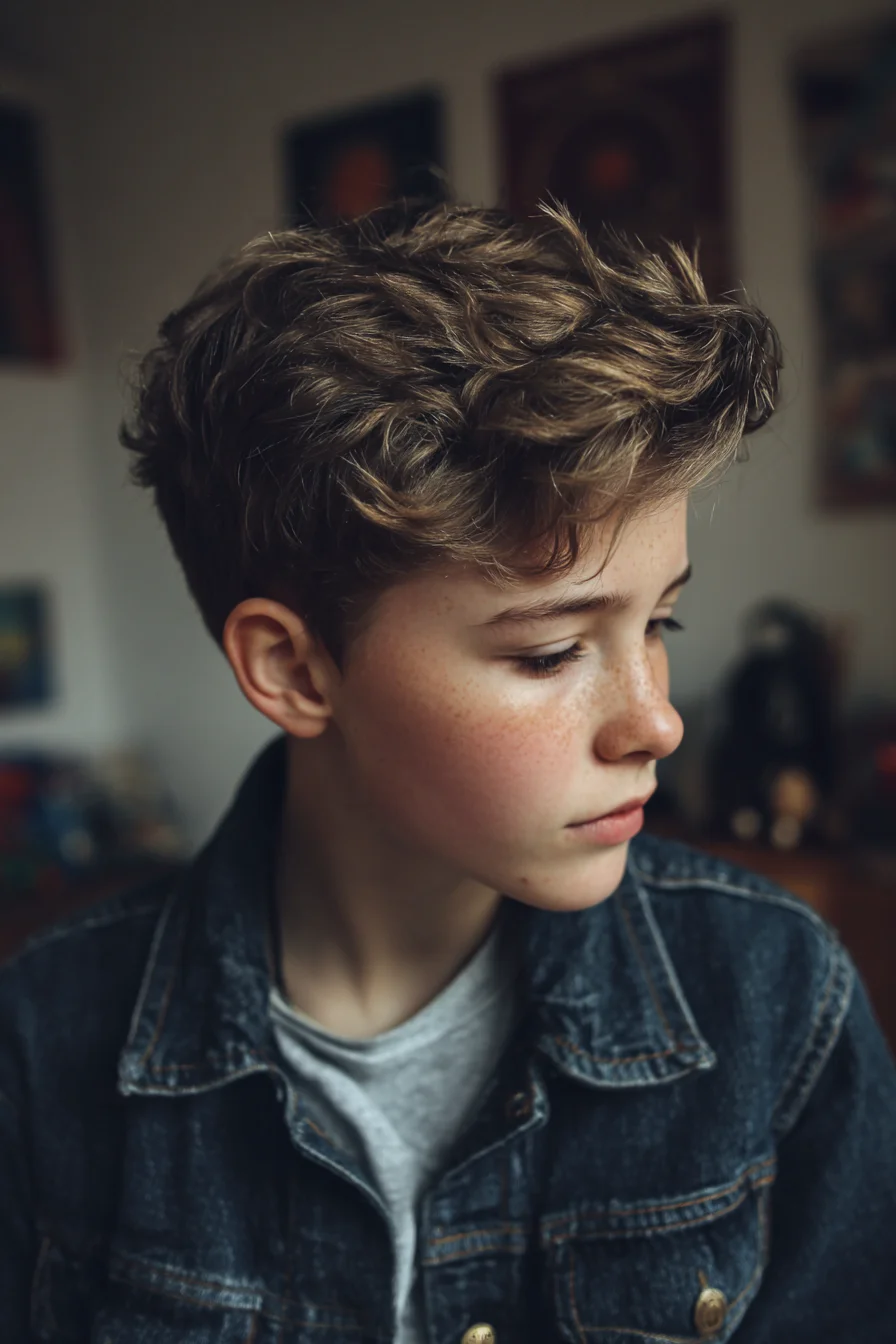 Textured Tousled Crop — Short Wavy Top with Natural Volume