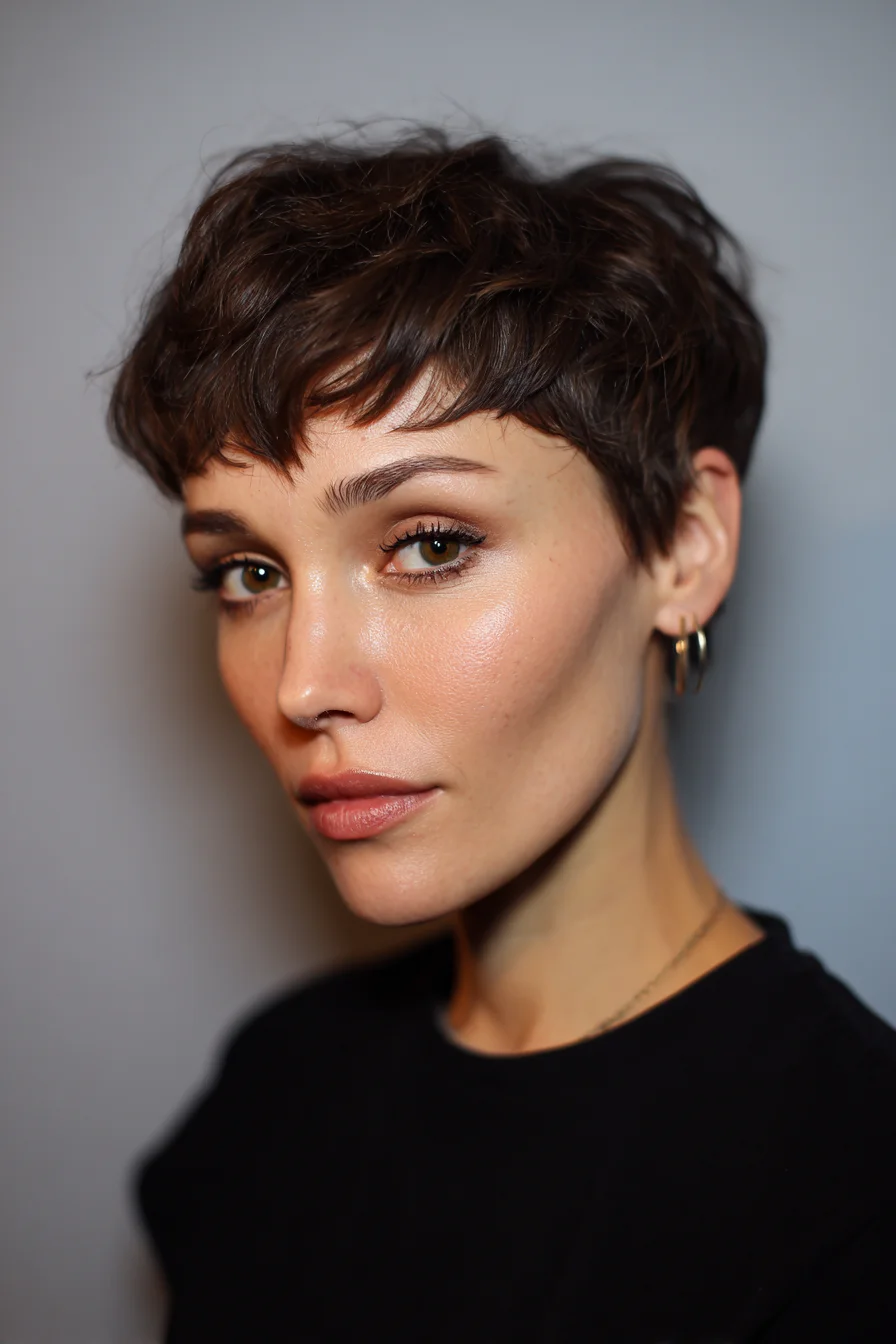 Textured Tousled Pixie Cut with Short Fringe