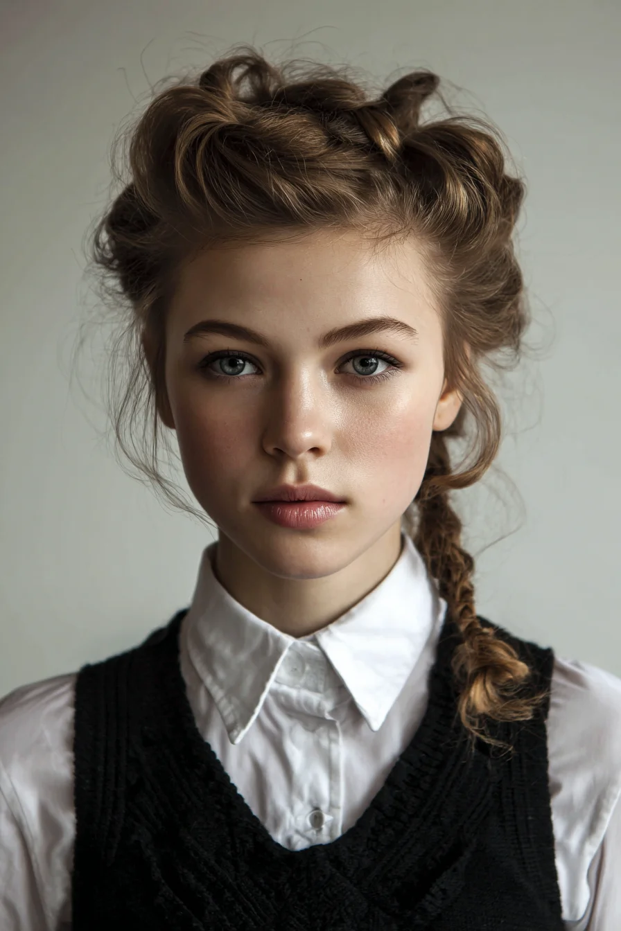 Textured Twisted Crown with Loose Side Braid