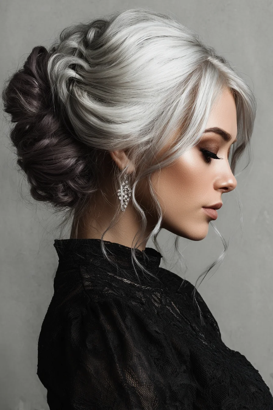 Textured Twisted Low Chignon Updo with Face‑Framing Tendrils