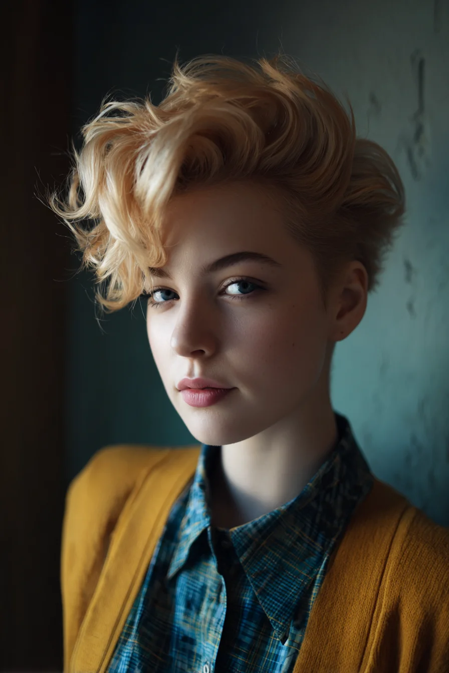 Textured Voluminous Pixie Cut with Tousled Fringe