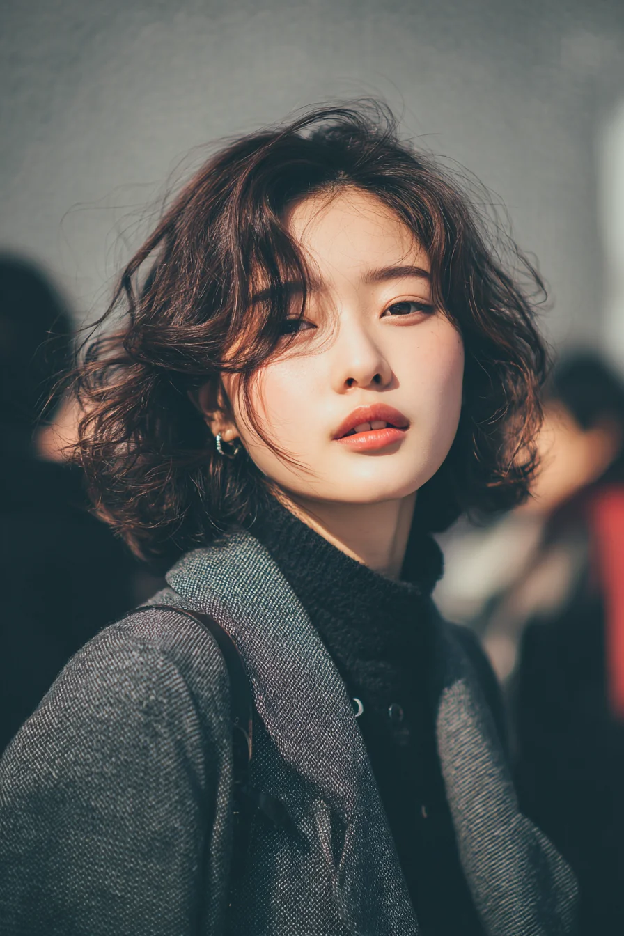 Textured Wavy Chin-Length Bob with Face‑Framing Layers