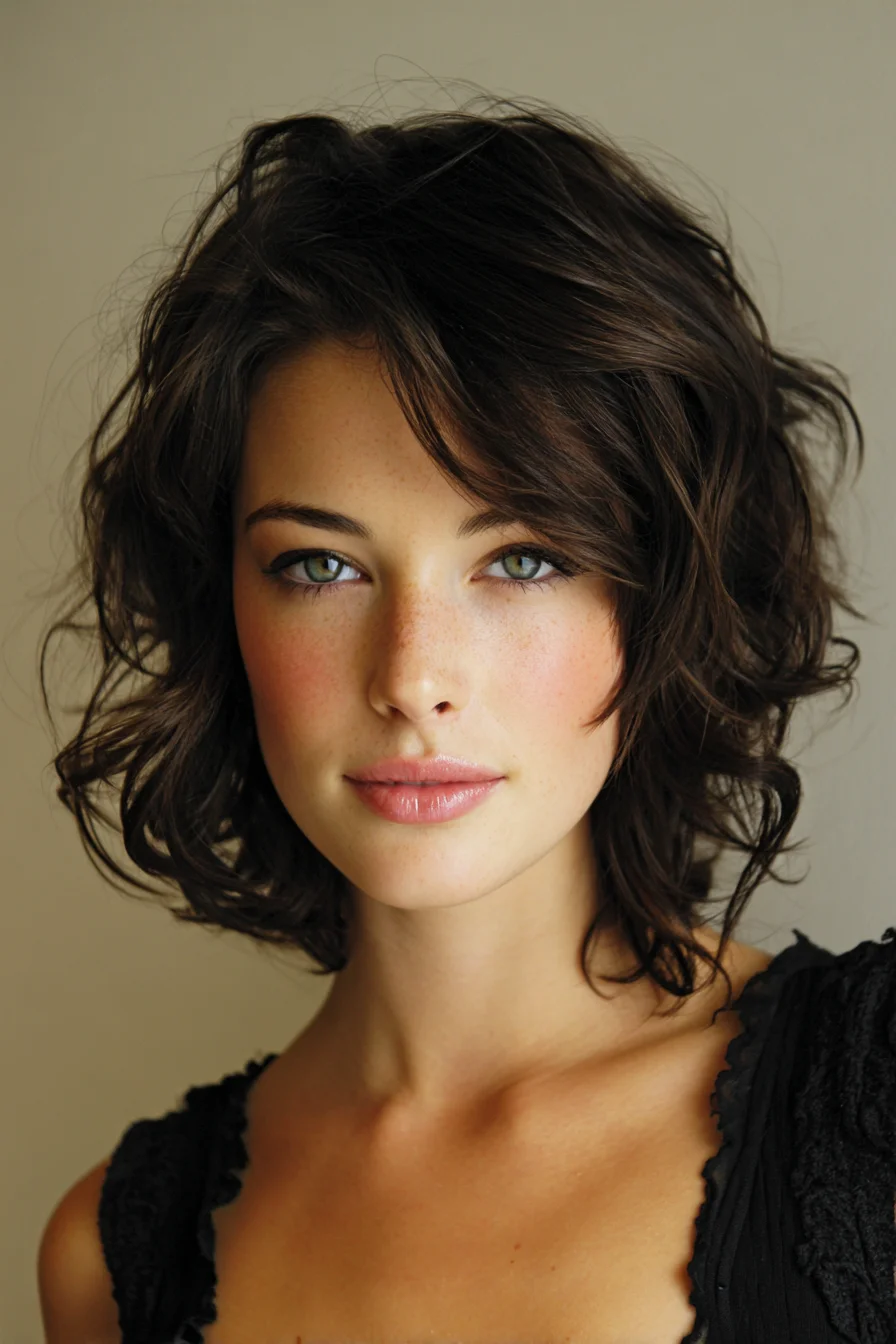 Textured Wavy Layered Bob — Tousled Chin-Length Cut