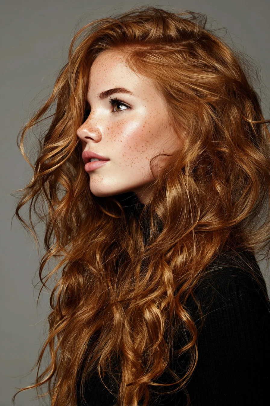 Tousled Long Wavy Layers — Voluminous Textured Red Hair