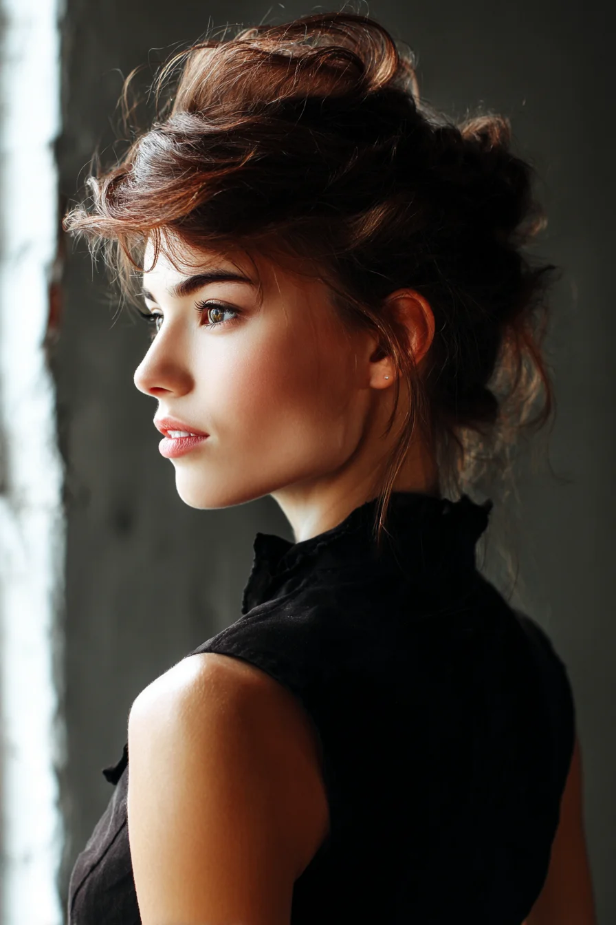 Tousled Romantic Updo with Face‑Framing Wisps