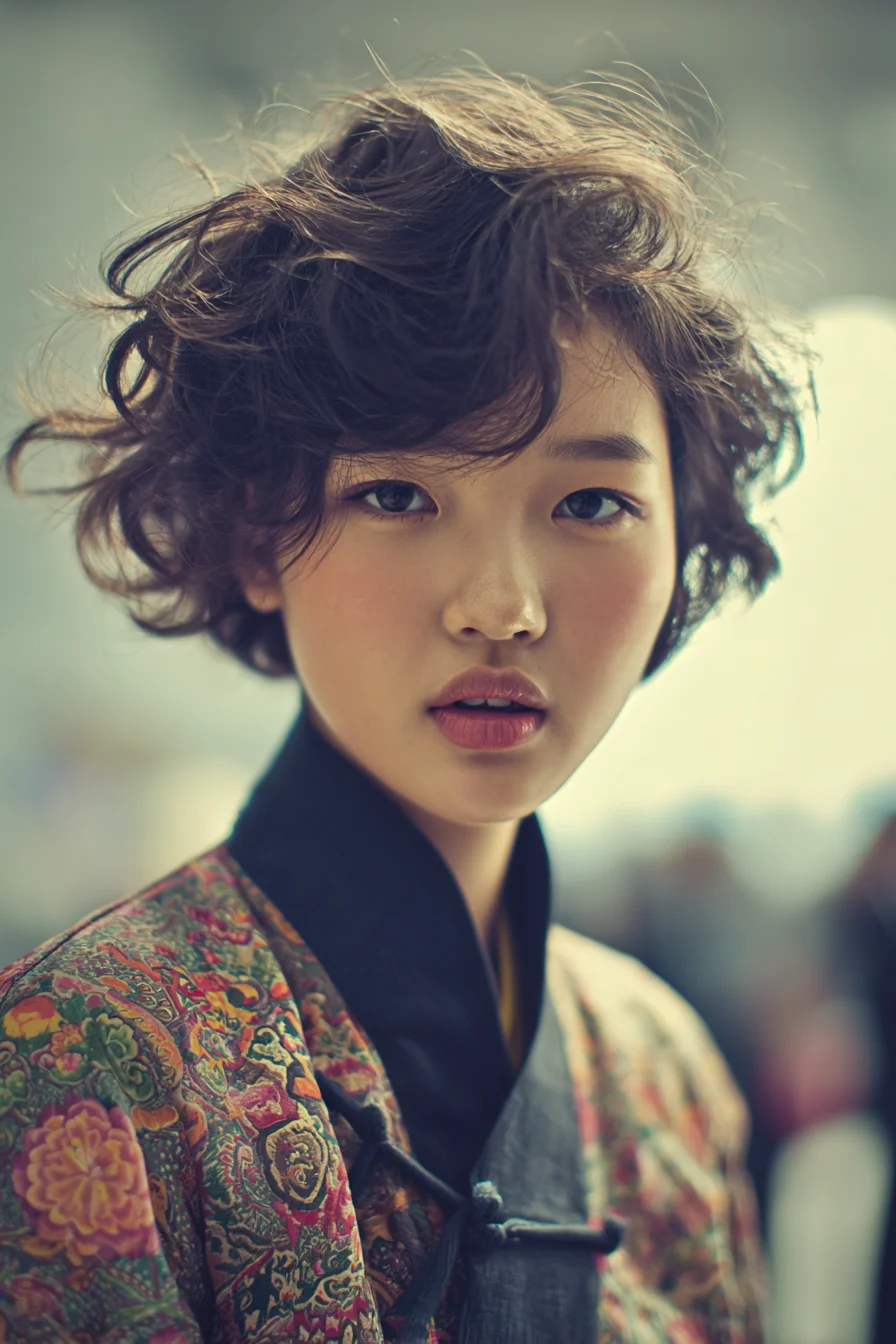 Tousled Textured Short Wavy Bob with Side‑Swept Fringe