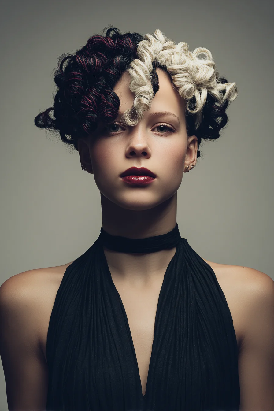 Two-Tone Sculpted Pin Curls for Short Curly Hair