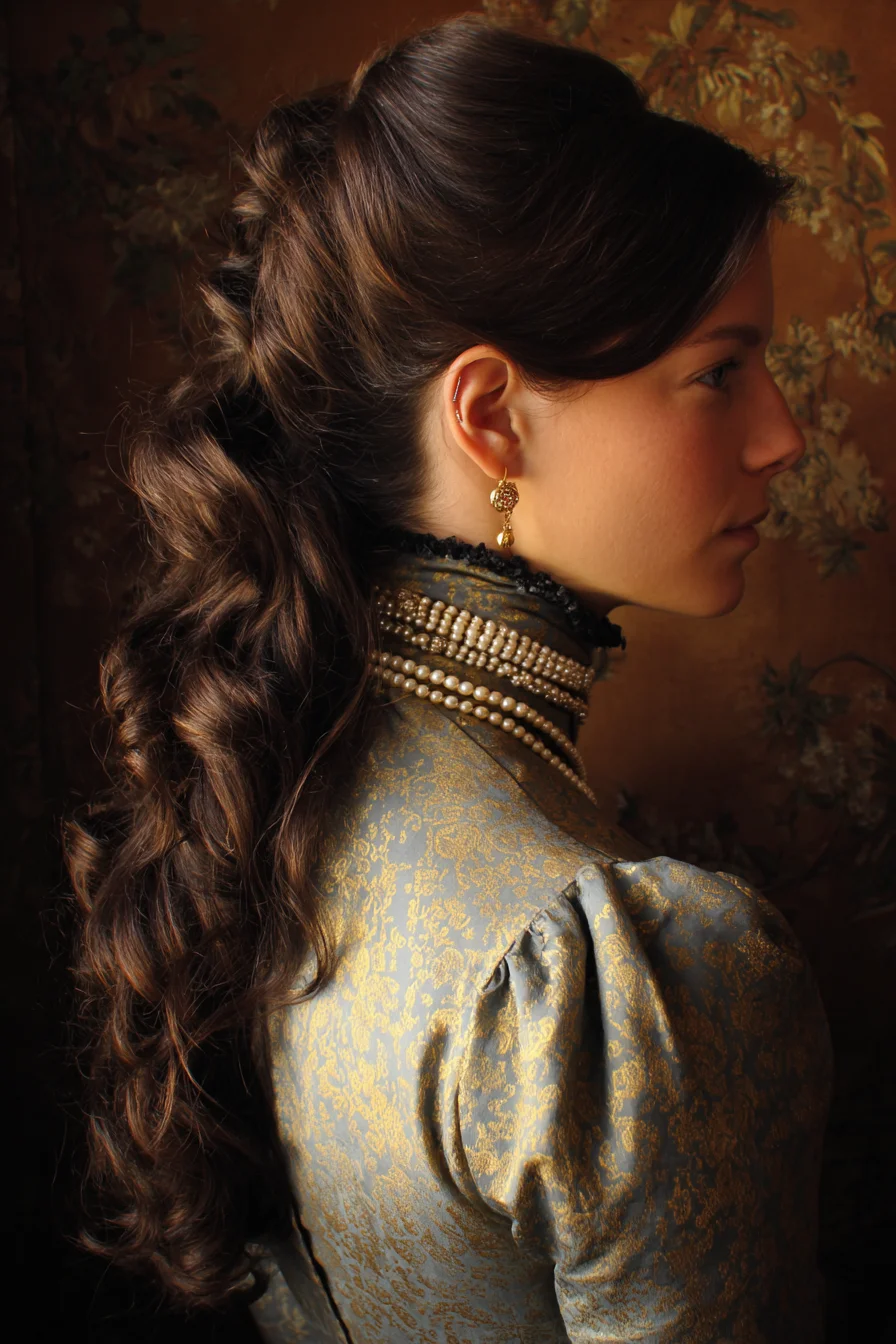 Victorian-Inspired Bouffant Half-Up with Cascading Loose Curls