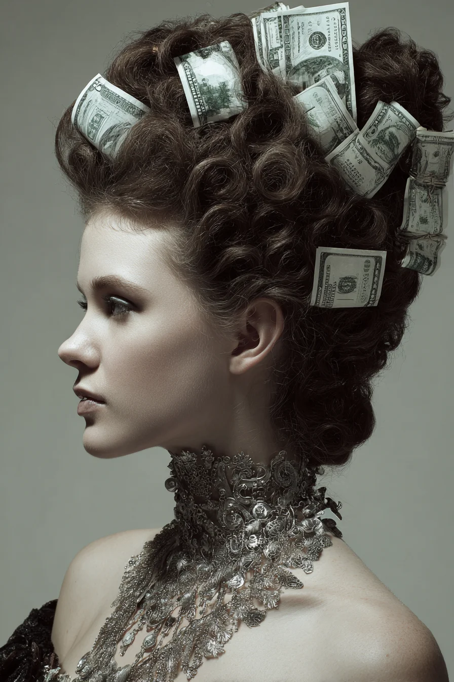 Victorian-Inspired Voluminous Pin-Curl Updo with Sculpted Curls
