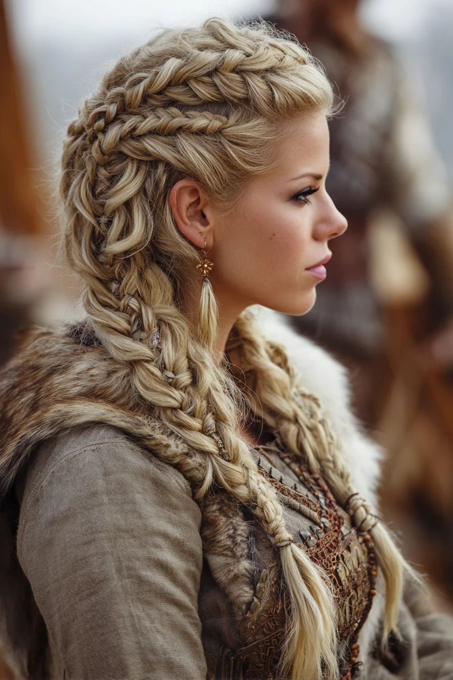 Viking-Inspired Multi-Braid Hairstyle — Dutch, Rope and Accent Braids for Long Hair