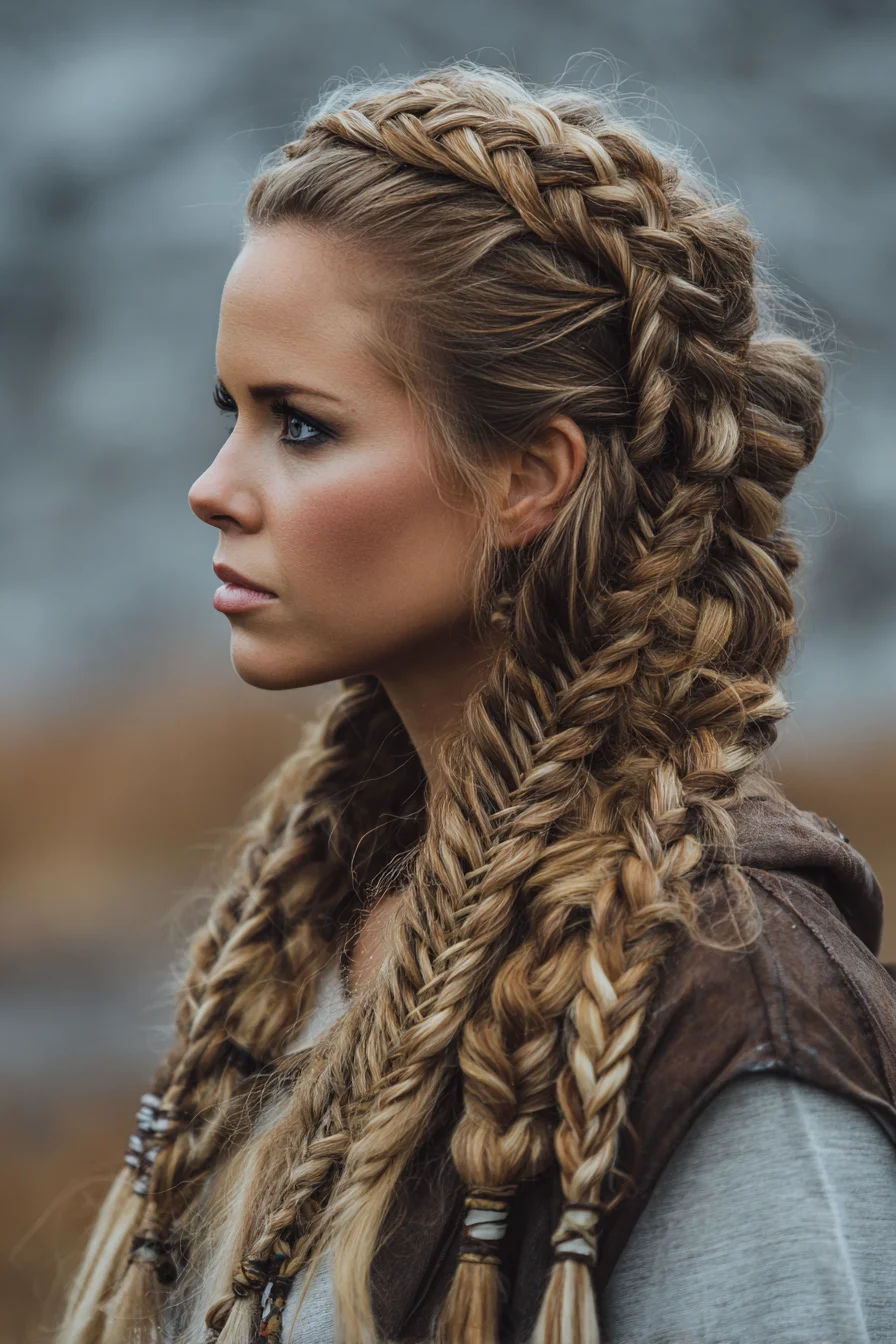 Viking-Inspired Multi-Braids with Fishtails and Accent Plaits