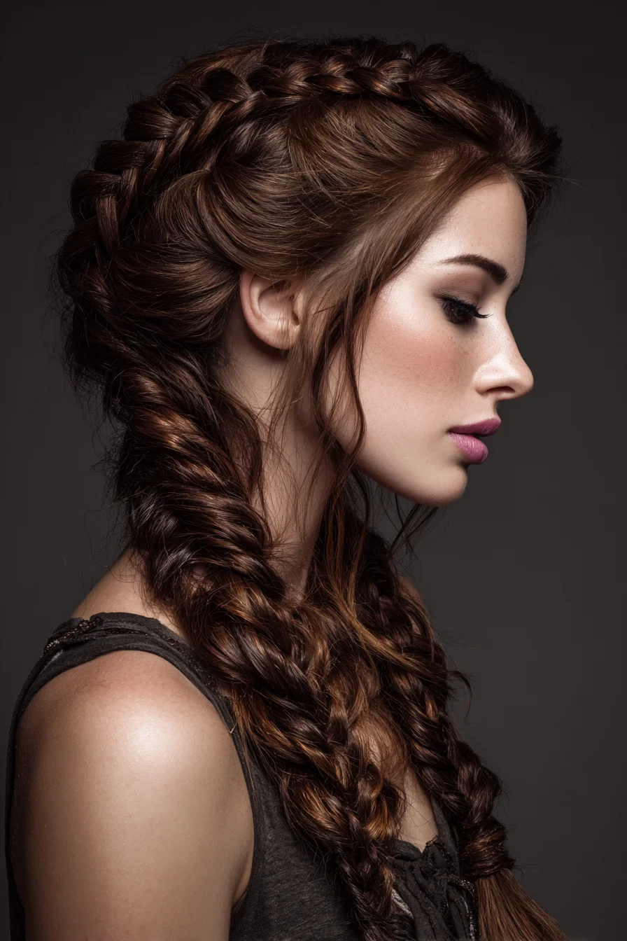 Voluminous Double Dutch Braids with Fishtail Finish