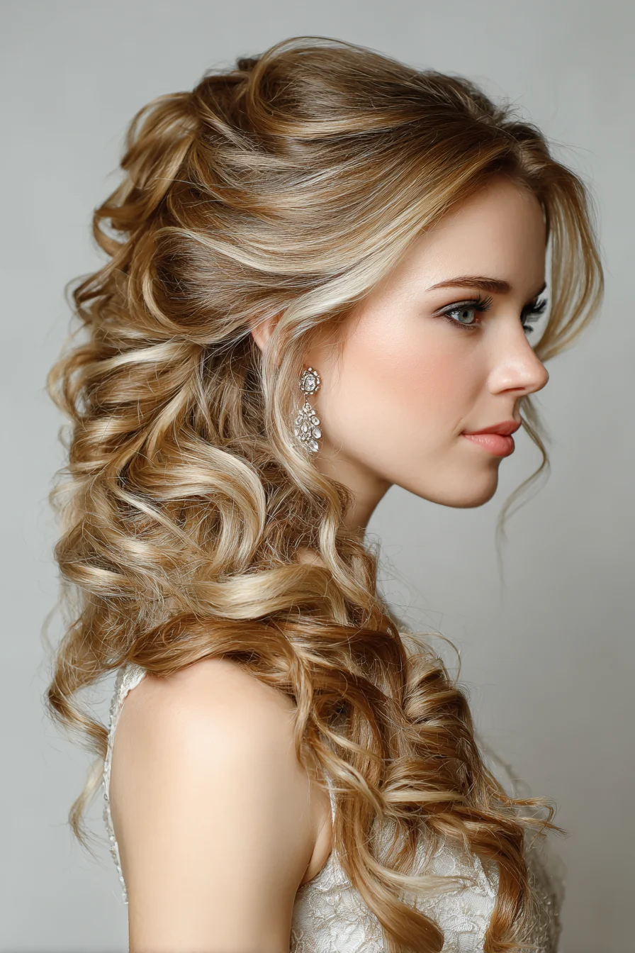 Voluminous Half-Up Romantic Curls — Long Hair Bridal Style