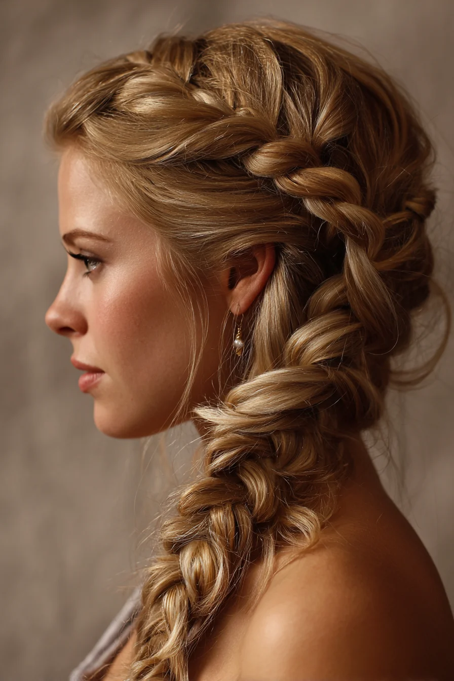 Voluminous Pulled-Apart Side Braid — Textured Dutch/French Braid