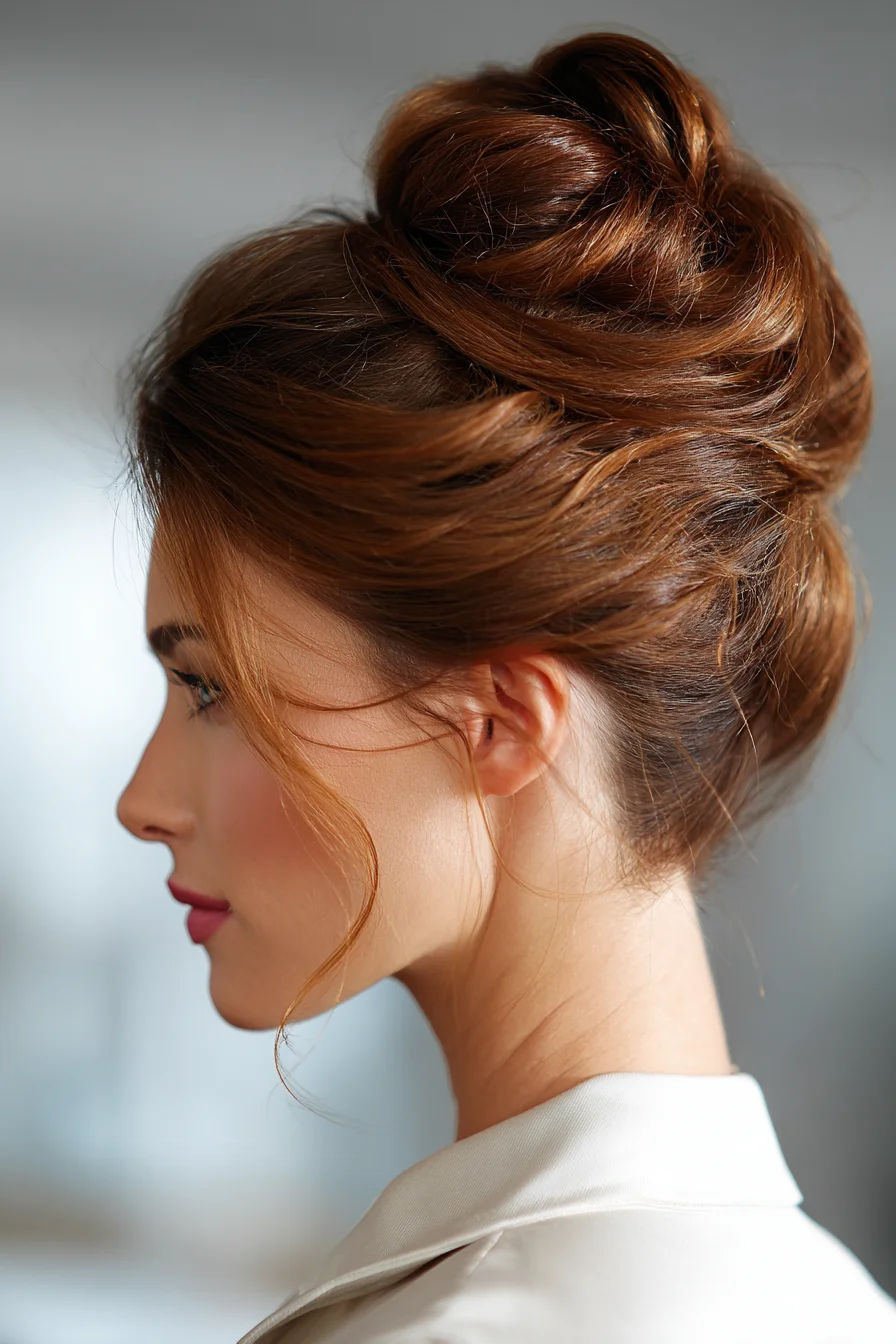 Voluminous Romantic Twisted Updo with Face‑Framing Tendrils