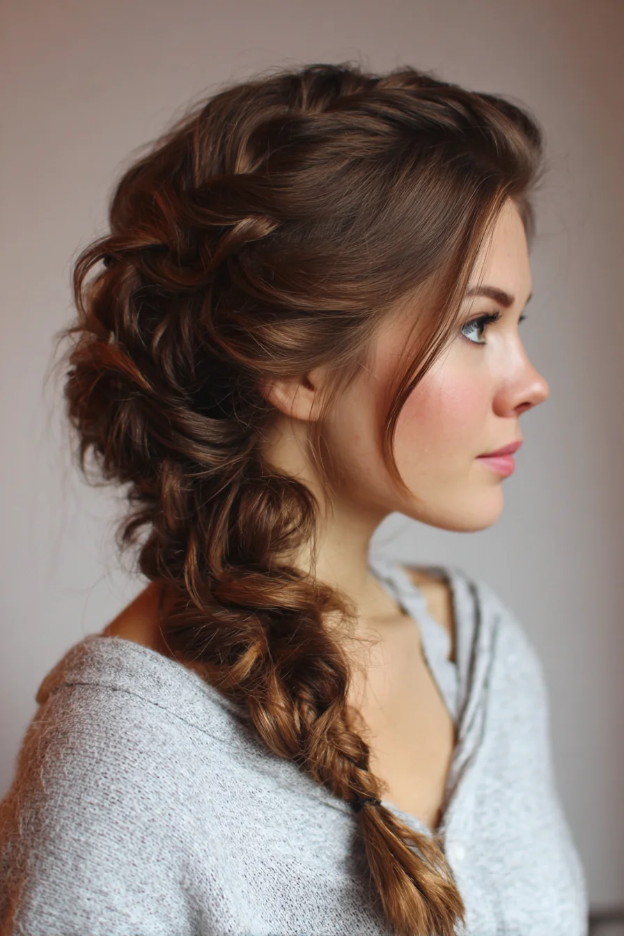 Voluminous Textured Side Braid — Loose Romantic Dutch/Fishtail